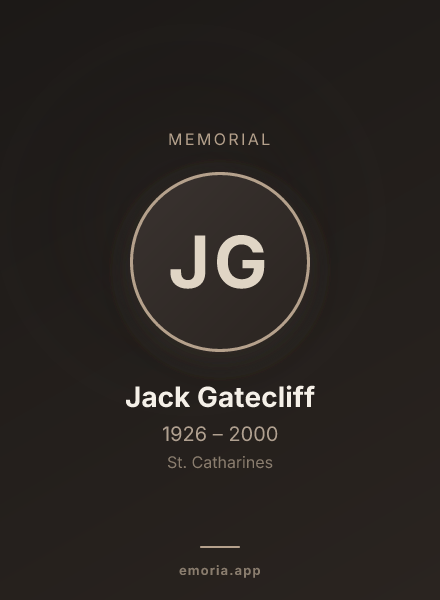 Memorial portrait of Jack Gatecliff