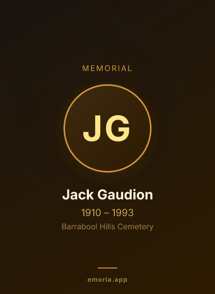 Memorial portrait of Jack Gaudion