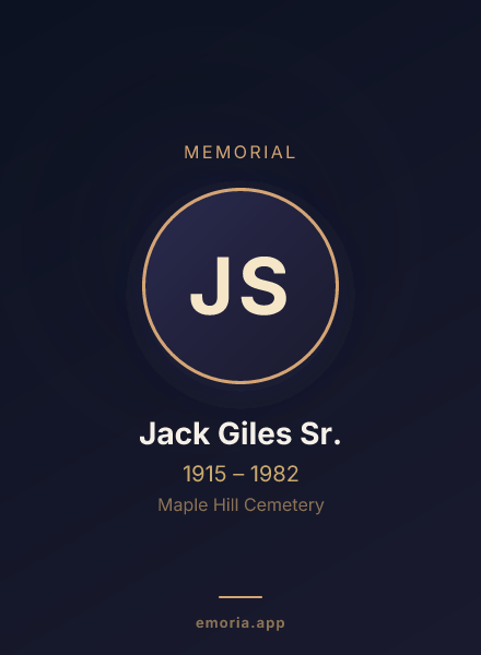 Memorial portrait of Jack Giles Sr.