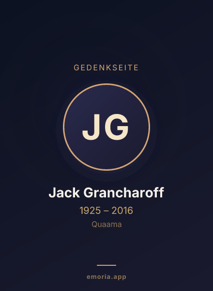 Gedenkportrait von Jack Grancharoff