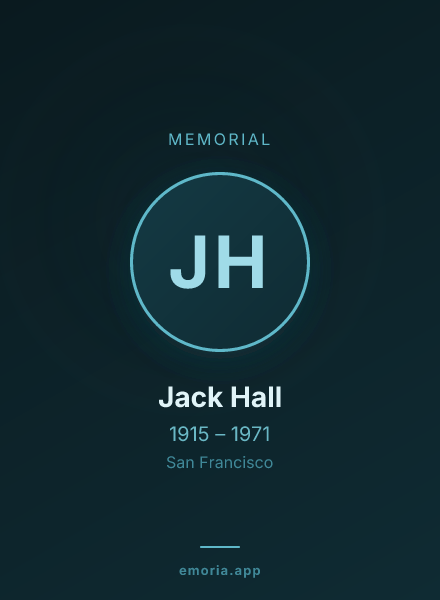 Memorial portrait of Jack Hall