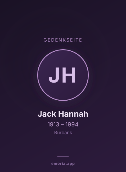Gedenkportrait von Jack Hannah