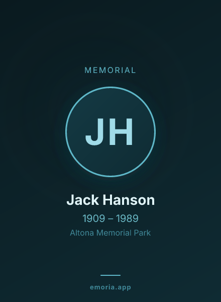Memorial portrait of Jack Hanson