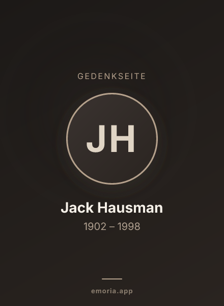 Gedenkportrait von Jack Hausman
