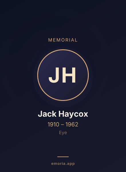 Memorial portrait of Jack Haycox
