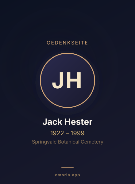 Gedenkportrait von Jack Hester