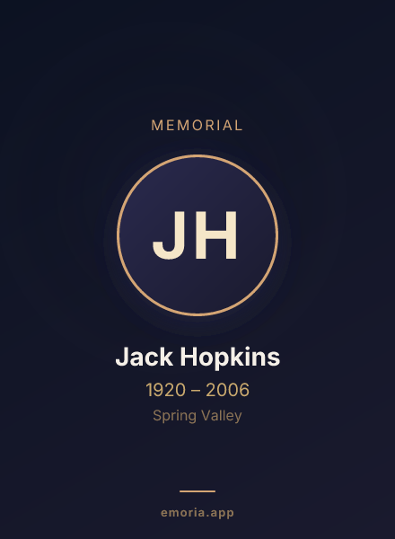 Memorial portrait of Jack Hopkins