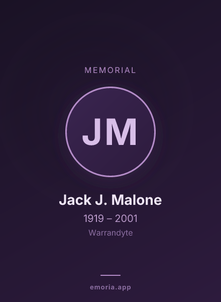 Memorial portrait of Jack J. Malone