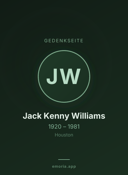 Gedenkportrait von Jack Kenny Williams