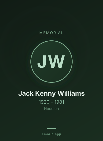 Memorial portrait of Jack Kenny Williams