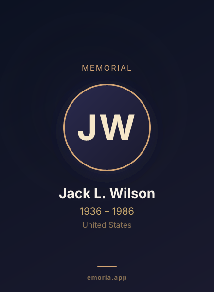 Memorial portrait of Jack L. Wilson