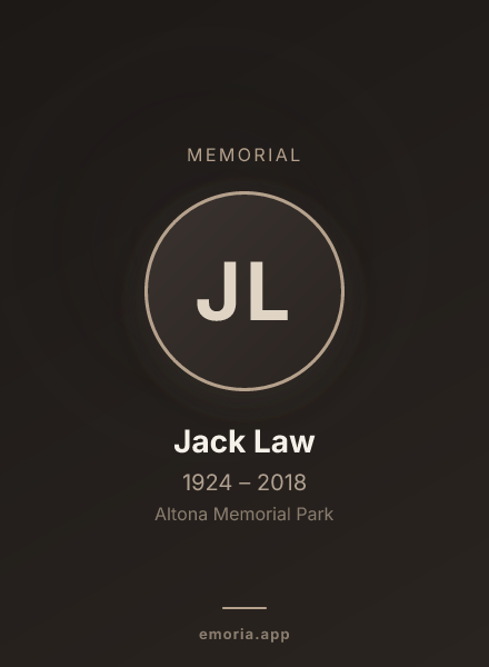 Memorial portrait of Jack Law