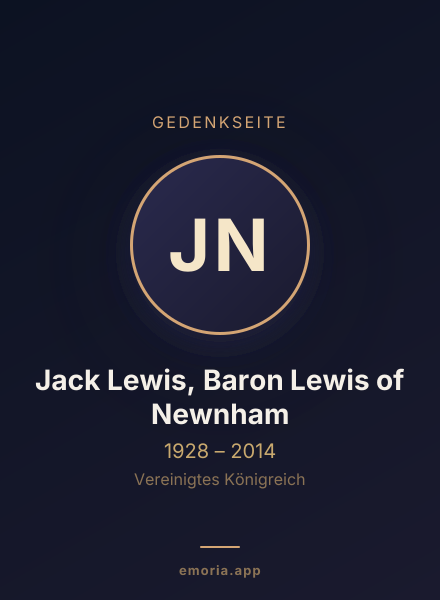 Gedenkportrait von Jack Lewis, Baron Lewis of Newnham