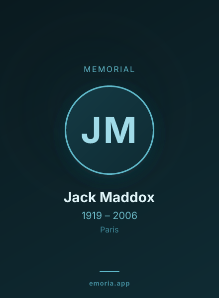Memorial portrait of Jack Maddox