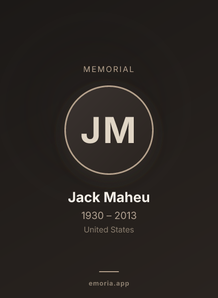 Memorial portrait of Jack Maheu