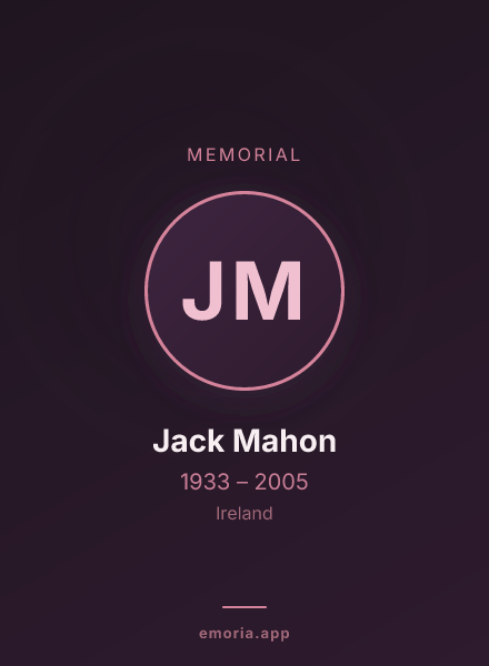 Memorial portrait of Jack Mahon