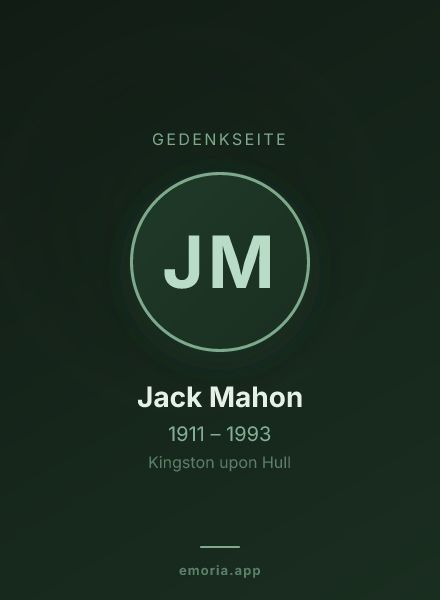 Gedenkportrait von Jack Mahon