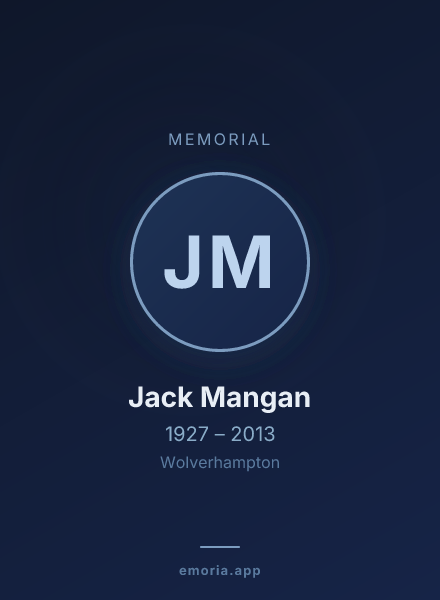 Memorial portrait of Jack Mangan