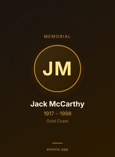 Memorial portrait of Jack McCarthy