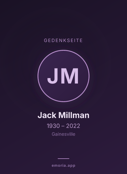 Gedenkportrait von Jack Millman