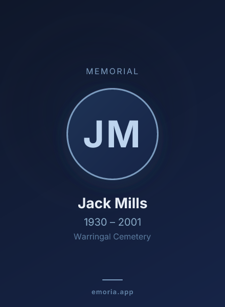 Memorial portrait of Jack Mills