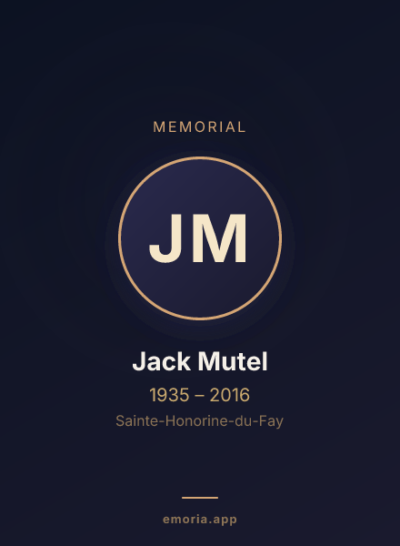 Memorial portrait of Jack Mutel