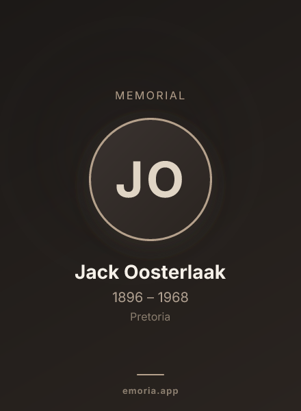 Memorial portrait of Jack Oosterlaak