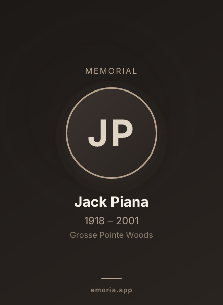 Memorial portrait of Jack Piana