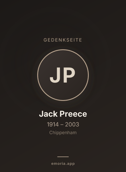 Gedenkportrait von Jack Preece