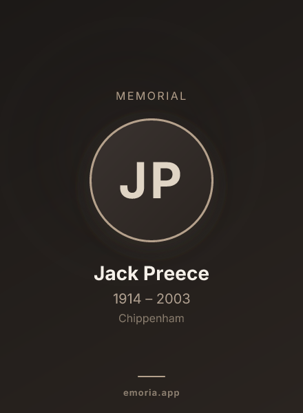 Memorial portrait of Jack Preece