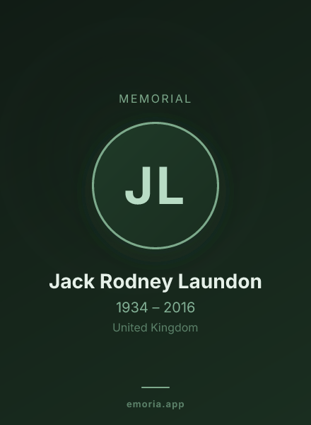 Memorial portrait of Jack Rodney Laundon