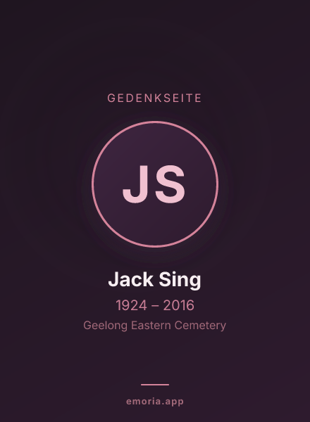 Gedenkportrait von Jack Sing