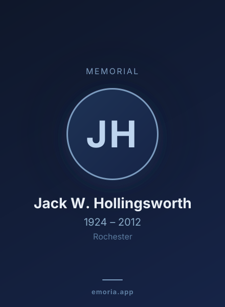 Memorial portrait of Jack W. Hollingsworth