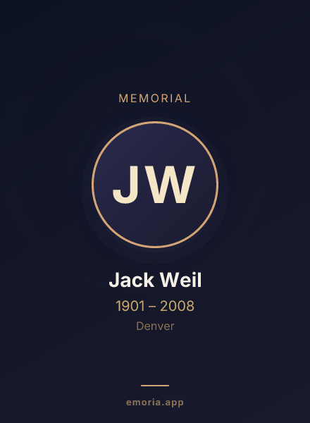 Memorial portrait of Jack Weil