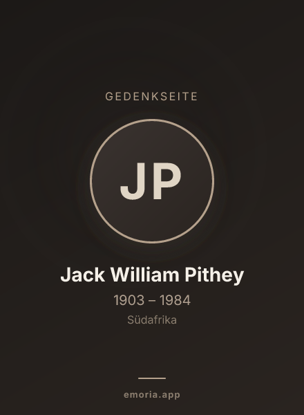 Gedenkportrait von Jack William Pithey