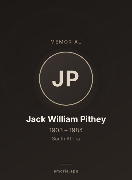Memorial portrait of Jack William Pithey