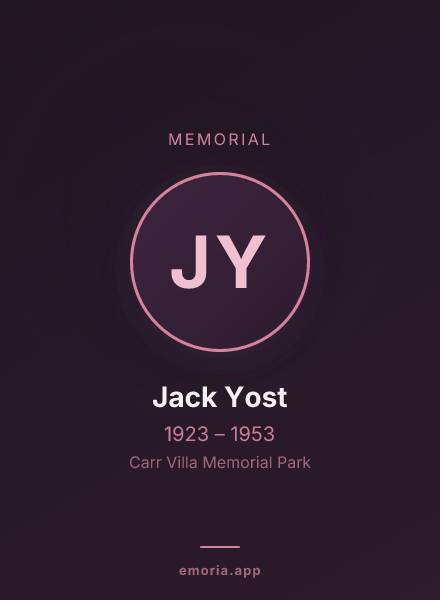 Memorial portrait of Jack Yost