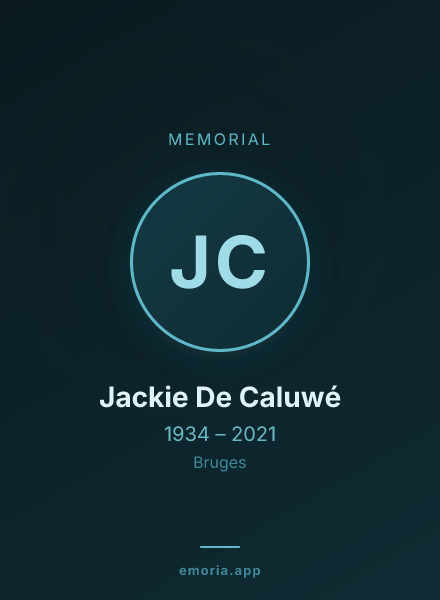 Memorial portrait of Jackie De Caluwé