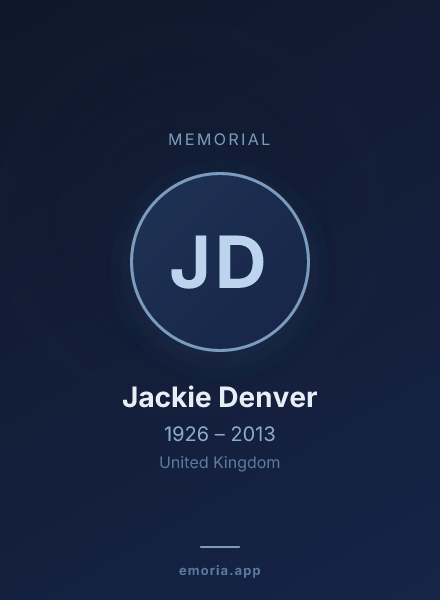 Memorial portrait of Jackie Denver
