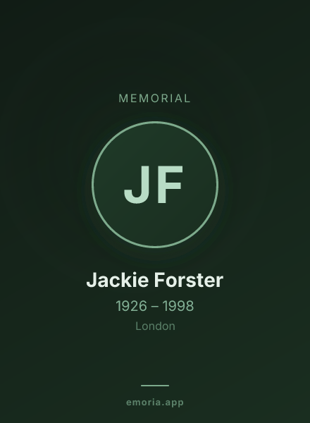 Memorial portrait of Jackie Forster