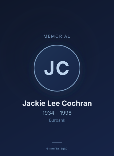 Memorial portrait of Jackie Lee Cochran