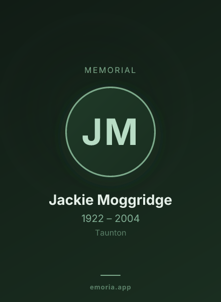 Memorial portrait of Jackie Moggridge
