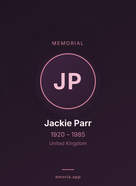 Memorial portrait of Jackie Parr