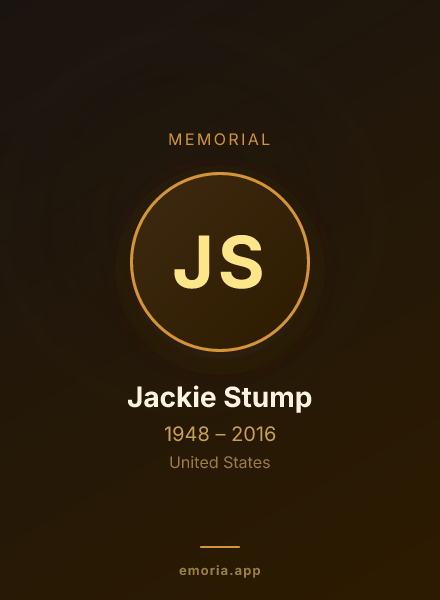 Memorial portrait of Jackie Stump
