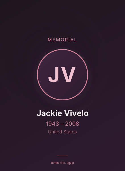 Memorial portrait of Jackie Vivelo