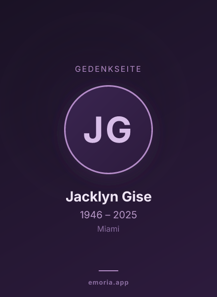 Gedenkportrait von Jacklyn Gise