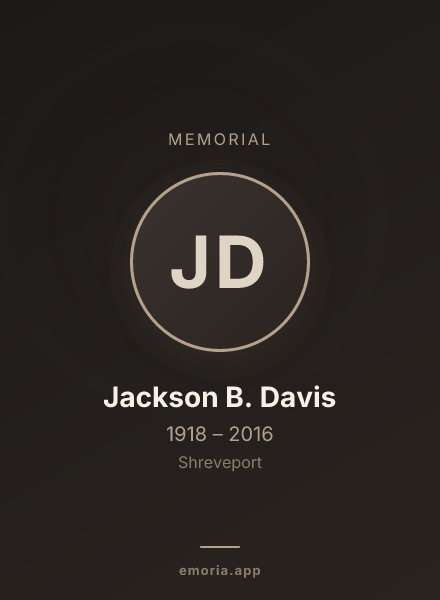 Memorial portrait of Jackson B. Davis