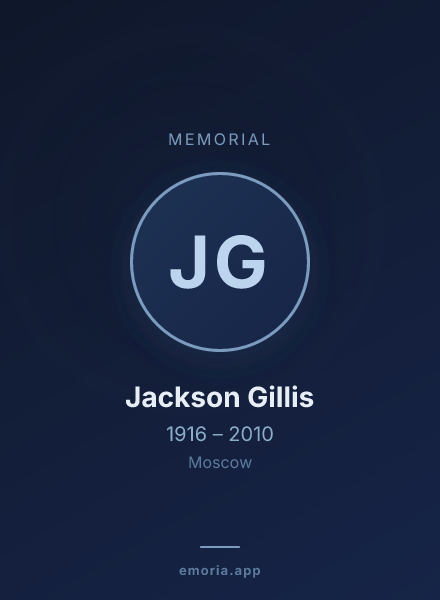 Memorial portrait of Jackson Gillis