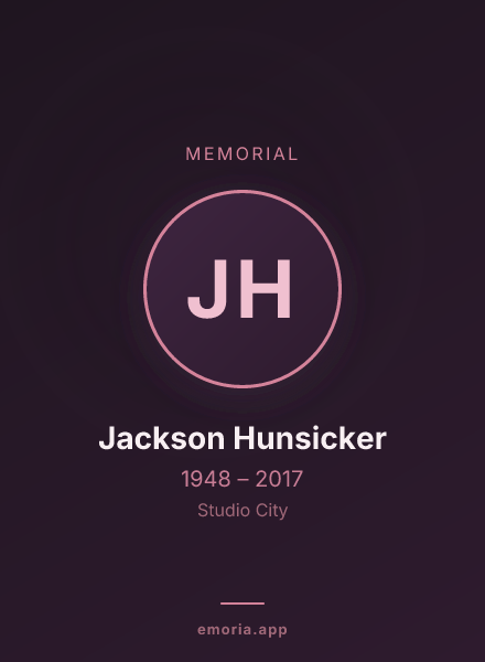 Memorial portrait of Jackson Hunsicker