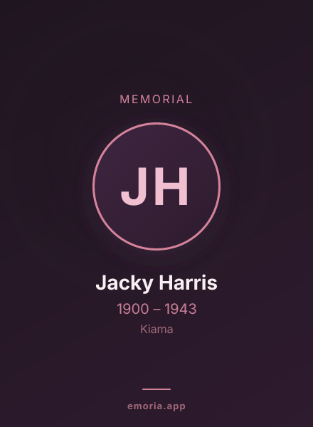 Memorial portrait of Jacky Harris